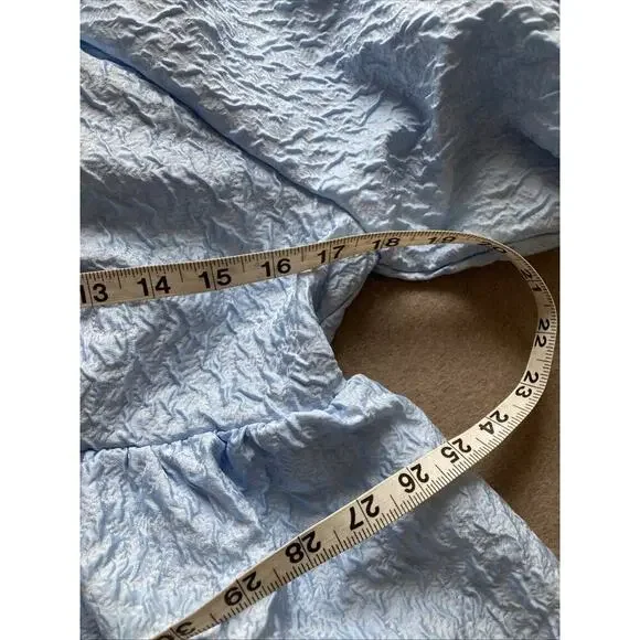 Tuckernuck Hyacinth House Julia Top Sz S Blue Puff Sleeve Jacquard Blouse Preppy - Picture 9 of 10